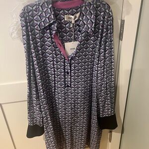 Diane Von Furstenburg Patterned Long Sleeve Dress M (NWT)